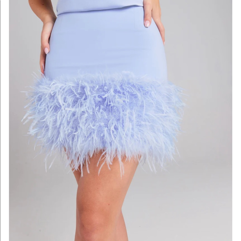 Nadine Merabi Mia Feather Skirt blue